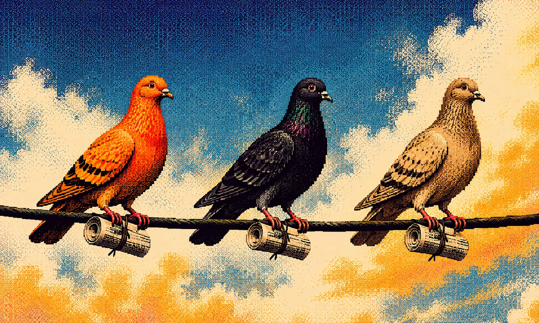 Three people at their desks, publishing
